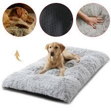FCheng Plush Square Dog Mat, Cat Mat, Easy Wash, Non-Slip, Super Soft Deep Sleep Pet Bed, Suitable for Large, Medium and Small Dogs. (Gray, Large)