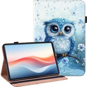 Case for Samsung Galaxy Tab A8 10.5 Inch 2022 Model (SM-X200/X205/X207) Tablet with Pencil Holder, Multiangle Stand Wallet Design Cover,Rainy Owl