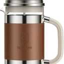 Hazel Quinn French Press Coffee Maker, 450ml/15oz, Heat-Resistant Borosilicate Glass, 304 Stainless Steel, BPA-Free, Easy to Clean, Precision Filtration for Coffee & Tea, Ideal for Home, Travel