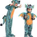 Spooktacular Creations Halloween Child Dragon Costume, Dinosaur Costume Kids with Wings Eggs for Baby Toddler Dress Up Party (Toddler(3-4 yrs), Blue)