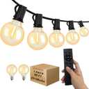60FT LED String Lights with Remote, G40 Dimmable Globe for Patio, 27 Edison Shatterproof Bulbs, Waterproof Backyard Lights