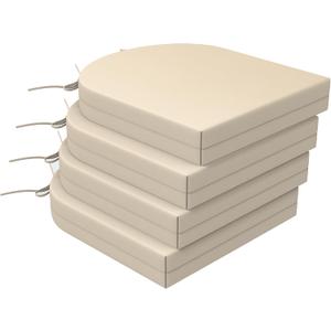 WOLKI Outdoor Cushions for Patio Furniture Set of 4, 17 x 16 x 2 Beige Waterproof Seat Cushions Thick Chair Pads for Garden, Patio(Round Corner)