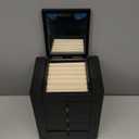 Meangood Jewelry Box Wood for Women, 5-Layer Large Organizer Box with Mirror & 4 Drawers for Rings, Earrings, Necklaces, Black