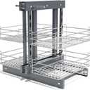 Blind Corner Pull Out Organizer for 32" Cabinet Left Open & Right Open Compatible 2 Tier 4 Shelves Adjustable Height
