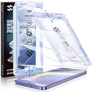 SMARTDEVIL [3 Pack for Samsung Galaxy S24 Screen Protector, Finger Print Reader Compatible, Fast & Easy Installation, Clear 9H Tempered Glass Film, Alignment Frame [Dust-Free & Bubble-Free]