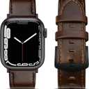 EDIMENS Leather Bands Compatible with Apple Watch 46mm 45mm 44mm 42mm(Series 1 2 3) Band Men Women, Vintage Genuine Leather Wristband Replacement Band Compatible for Apple Watch iwatch Series 10 9 8 7 6 5 4 SE2 SE