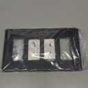 ELEGRP 4-Gang Decorative Wall Plates, Mid-Size 4.88" H x 8.57" L Unbreakable Thermoplastic Faceplate Cover for Decorator Receptacle Outlet Switch, UL Listed (2 Pack, Glossy Black)