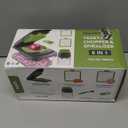 Ourokhome Onion Chopper Dicer with Container, Manual Food Cutter with Handheld Veggie Spiral, Hand Vegetable Mandolin slicer for Potato, Tomato, Carrot, Essential Kitchen Gadget (6 in 1, Gray) (Green)