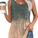OFEEFAN Womens Tank Tops Loose Fit Dressy Casual Sleeveless Blouses Summer Outfits Round Neck Pleated Front Curved Hem (Green, S)