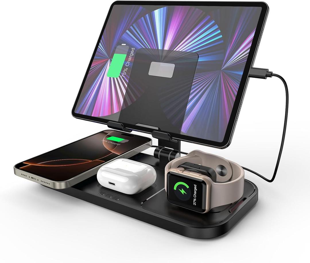 Wireless Charger 4 in 1 for Apple Charging Station for iPhone 16 Pro Max/15/14 Series, AirPods Pro 2, iPad Stand, Watch Charger for iWatch Series 10/9/8, Wireless Charging Station for Multiple Devices