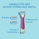 Schick Hydro Silk TrimStyle Razor with Bikini Trimmer for Women | 2-in-1 Bikini Razor for Women and Womens Trimmer for Pubic Hair, Includes 1 Waterproof Handle, 3 Refills & 1 AAA Battery