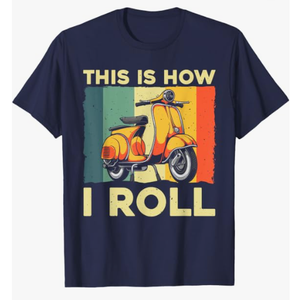 Funny Scooter Design for Men Women Motor Motorcycle Lovers T-Shirt (Blue, L)