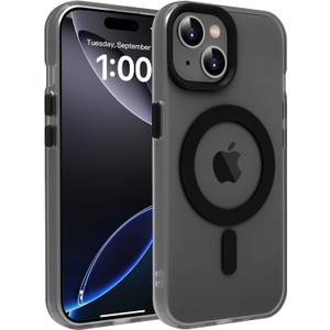 Magnetic for iPhone 15 Case, Compatible with MagSafe, Military Grade Drop Protection, Slim Matte Translucent Shockproof Anti-Fingerprint Phone Cover, Matte Black