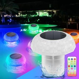 Demolike Chlorine Floater with Colorful Solar Lights, Remote Control Floating Pool Chlorine Dispenser