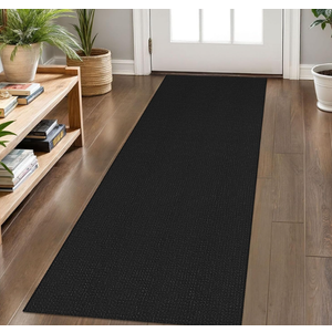 KOZYFLY Runners for Hallways 2x6 ft Washable Kitchen Runner Non Slip Rubber Backed Hall Runners Cotton Entryway Runner Rugs Floor Carpet for Indoor Backdoor Bedroom Kitchen, Black/Dark Grey