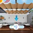 Retractable Sun Shade Sail 4' x 10' Waterproof Wave Pergola Shade Cover Polyester Sunscreen Awning Canopy Wind Protection for Outdoor Patio Yard Terrace Carport Khaki