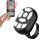 OUTXE Wireless Auto Clicker for TikTok, Bluetooth Remote Scrolling Ring for iPhone Hands-Free Liking/Page Turn/Volume Adjust/Take Photos Without Touching Phone Screen(Black)