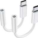 JXMOX USB Type C to 3.5mm Female Headphone Jack Adapter (2-Pack), USB C to Aux Audio Dongle Cable Cord for iPhone 16 Pro 15 Pro Max, Samsung Galaxy S23 S24 Ultra, Note 20, iPad Pro, MacBook, Pixel XL