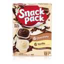 Snack Pack Chocolate and Vanilla Pudding Cups Family Pack, Lunchbox Snack, 12 Count (Pack of 1) (EXP 07/08/25)