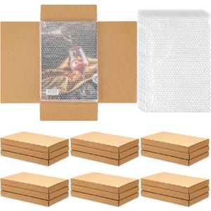 30 Pack Corrugated Comic Book Mailers 7.8 x 11 x 1.2 Inch with 30 Bubble Bags, Comic Book Shipping Box Easy Fold Cardboard Photo Box for Mailing Packaging, Height Adjustable (Brown)