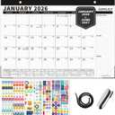 Ospelelf 2026-2027 Calendar Magnetic Desk Wall Desktop Monthly Planner from January 2026 - June 2027 Large To Do Pad with Plastic Cover for Office 17" X 12" Black