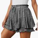 Aoudery Womens Summer Flowy Shorts Casual Boho Floral Skorts Ruffle Mini Skirts Running Tennis Chiffon Butterfly Shorts, XS