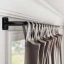 Curtain Rods for Windows 28 to 48 inch, 5/8" Diameter Black Warp Around Curtain Rod for Bedroom Living Room