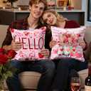 Valentines Day Pillow Covers 18x18 Set of 4 Romantic Throw Pillow Covers Cushion Covers for Sofa Bed Couch Anniversary Wedding Home Decor for Living Room Pink Plaid Love