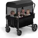 Fldofaves Wagon Stroller for Kids, 4-Seat Kid Wagon for Toddlers, Multi-Child Baby Wagon Stroller, Heavy-Duty Kids Wagon with Canopy, Large Foldable Toddler Stroller Wagon for Outdoor Travel
