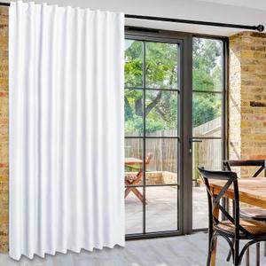 DWCN Privacy Room Divider Curtain - Patio Sliding Door Curtains, Extra Wide Thermal Curtains with Back Tab & Rod Pocket for Living Room and Bedroom Partition, 80 x 84 Inches, Pure White