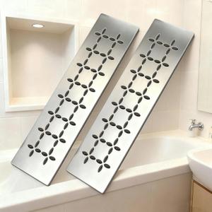 12 Inch Shower Niche Shelf 2-Pack, 4mm Stainless Steel with Drainage Design for Kerdi Board SN/-SNLT, Tile Ready Floral Shelves with Smooth Finish
