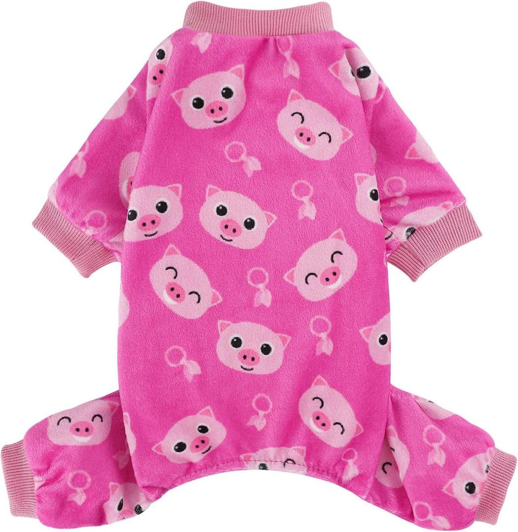 Kosiyi Dog Clothes for Small Dogs Girl Boy Puppy Pajamas, Stretch Fleece Winter Spring Doggie Outfit, Lightweight Velvet Pet Jumpsuit, Pjs, Onesies Dog Apparel, Pink Pig, XS