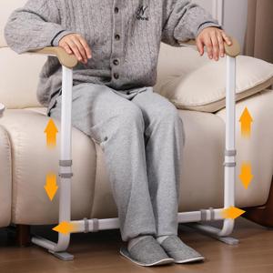 Couch Stand Assist with Handrails, Width and Height Adjustable Stand Assist Aid for Elderly, Up to 400 LBS, Sofa and Chair Lift Assist Devices for Seniors, Disabled and Patients, Brown