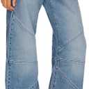 PLNOTME Womens High Waisted Barrel Jeans Casual Loose Boyfriend Wid Leg Denim Pants (4, Light Blue)