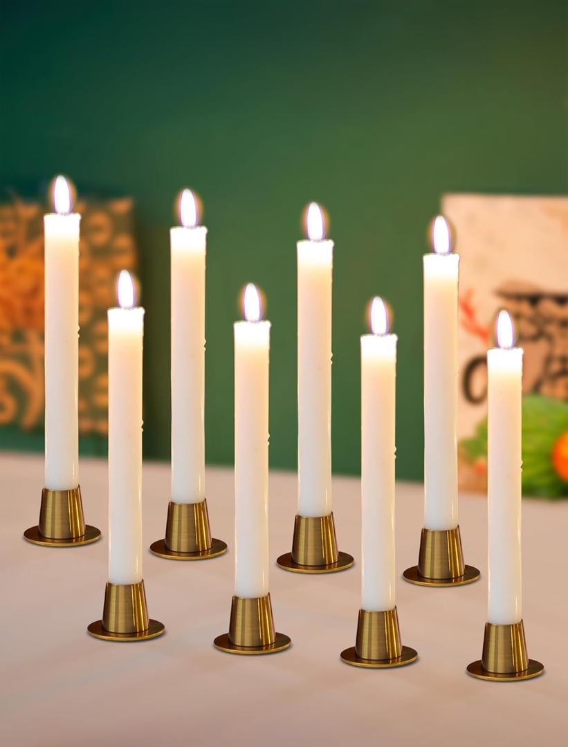NUPTIO Taper Candle Holders Gold: Set of 8 Brass Candlestick Holder - Bulk Vintage Short Iron Candle Stick Candleholders for Fall Thanksgiving Christmas Table Decor