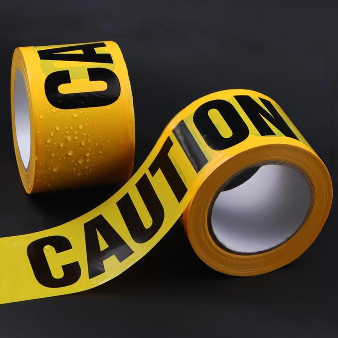 Yellow Caution Tape 2 Pack, 3" x 656FT Total Yellow Warning Tape Halloween Caution Tape Roll, Construction Tape for Danger Hazard Areas Crime Scene Halloween Party Decorations (2 Pack 656FT)