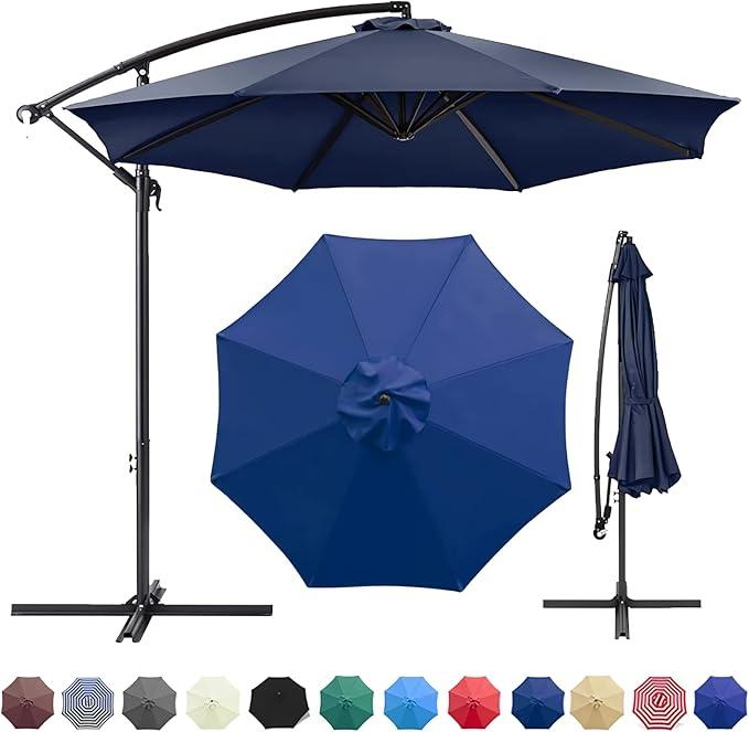 Patio Umbrella Canopy, Universal Replacement Cover for 10 Feet 8- Ribs Outdoor Round Patio Market Umbrella Parasol Canopy Top Sun Shade Accessory, 300D UV Protective And Water Resistant Patio Canopy Blue