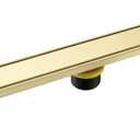 KIRLYUSTONE Linear Shower Drain, Brushed Gold 36-Inch Bathroom Drains Kit, Rectangular Shower Floor Drain with Reversable Tile-in Pattern Drain Cover & Hair Strainer