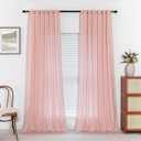 MYSKY HOME Ceiling Curtains for Living Room, Soft Cotton Curtain Polyester Blend Semi Sheers Light Filtering Window Treatments Decor Back Tab Top Panel, 50" x 95", Pink, 2 PCs