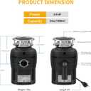 Garbage Disposal 3/4 HP for Kitchen sink Quiet with Stopper Power Cord, Easy install, Continuous Feed Food Waste Disposer Stainless Steel Grind 0.75 Horsepower AC Motor Unit (MAX-4)