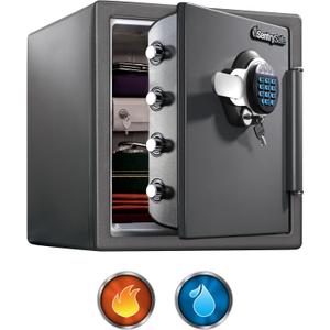 SentrySafe Waterproof and Fireproof Alloy Steel Digital Safe Box for Home with Code Button Keypad, 1.23 Cubic Feet, 17.8 x 16.3 x 19.3 Inches (exterior), SFW123GDC