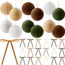 12 Pcs 4 Inch Large Velvet Christmas Balls with 24 Pcs 5.9 x 8.7 Inch Velvet Xmas Tree Bows Christmas Flocked Ornaments Set Hanging Decors for Tree Garland Holiday Party Decors(Neutral)