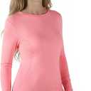 Womens Long Sleeve Thermal Shirts, 2025 Fall Winter Crew Neck Shirt for Women, Stretch Basic Tight Long Sleeve Underwear Tops (Pink, M)