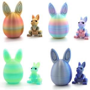 3D Printed Easter Eggs with Bunny Inside,Easter Surprise Rabbit Eggs,3D Printed Animals, Easter Basket Stuffers,Fidget Toys Gifts (4PCS)