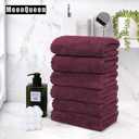 MOONQUEEN 6 Pack Premium Hand Towels - Quick Drying - Microfiber Coral Velvet Highly Absorbent Towels - Multipurpose Use as Hotel, Bathroom, Shower, Spa, Hand Towel 16 x 28 inches (Burgundy)