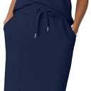 GRECERELLE Women Summer Casual 2 Piece Sets V-Neck Wrinkle-Free Top & Elastic Waist Midi Side Slit Skirt with Pockets (Black, S)