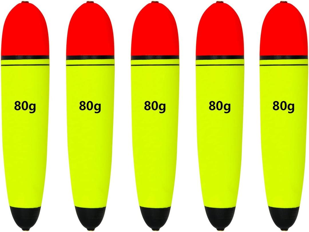 Fishing Floats Slip Bobbers, EVA Slider Bobbers for Sea Fishing, Freshwater Saltwater, 5PCS Floatage 0.75oz 1.76oz 2.82oz