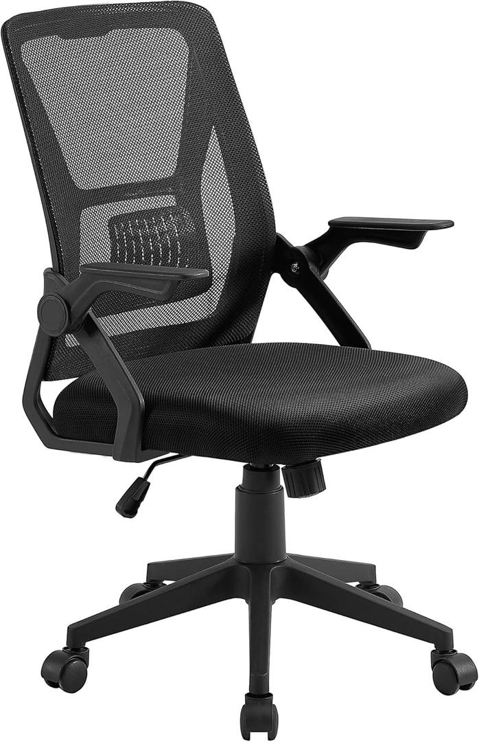 VECELO Mid-Back Swivel Ergonomic Office Chair with Adjustable Arms, Mesh Lumbar Support for Computer Task Work, Jet Black