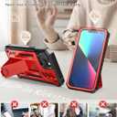 SOiOS for iPhone 13/14/15 Phone Case: for iPhone 16e Protective Cover with Built-in Kickstand | Heavy Duty Military Grade Hard Protection Shock Proof | Durable Dual-Layer Design Red