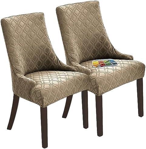 KELUINA Wingback Dining Chair Covers, Reusable Accent Chair Covers Slipcover with Arms, Remove Washable Dining Chair Protector Covers for Dining Room (Set of 1, Khaki)